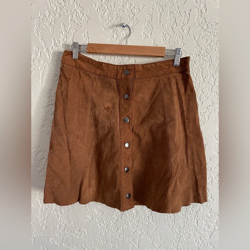 Vintage Forever 21 Western Suede Button Front Skirt - L
